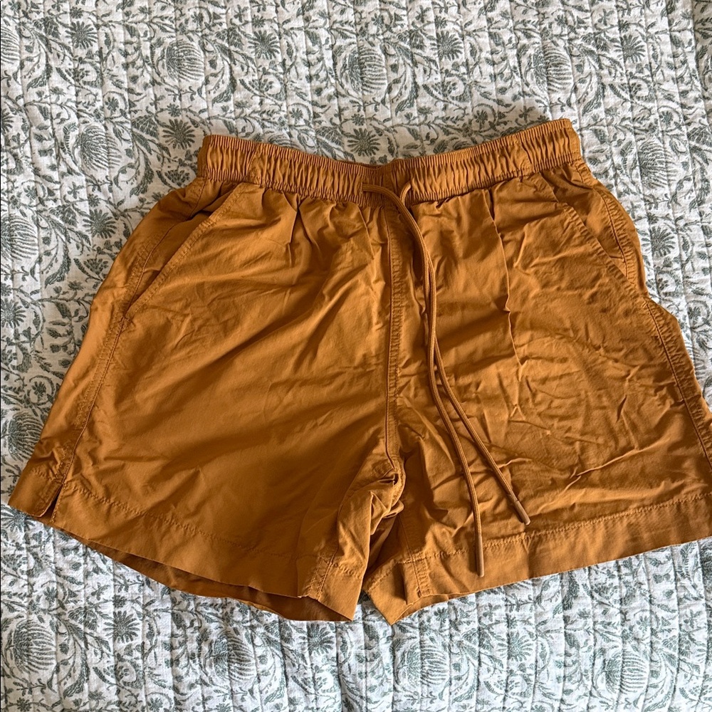 Women's Elastic Waist Drawstring Shorts - Rust